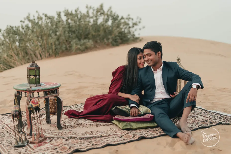Pre-wedding photoshoot for a couple in Jaisalmer desert
